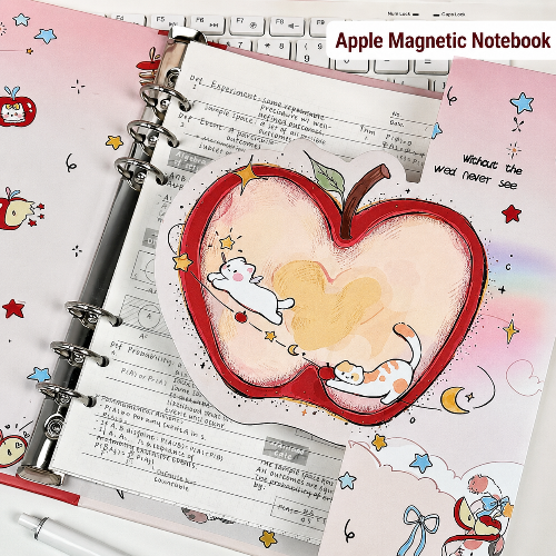 Cute Cat-Shaped Magnetic Binder Notebook for Students