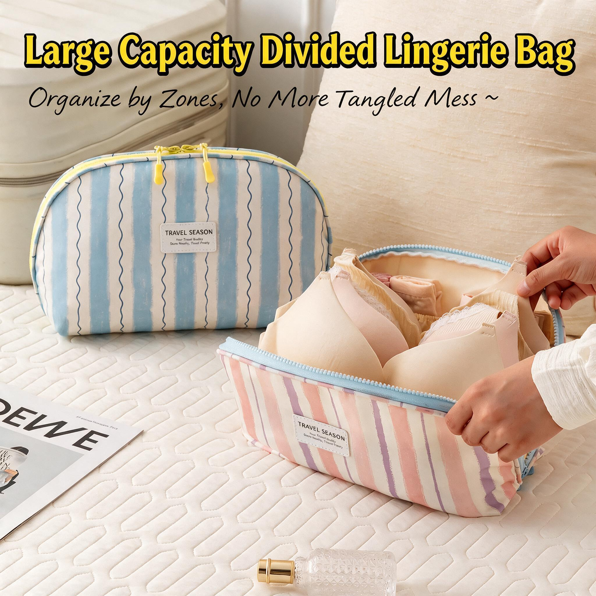 3-in-1 Travel Lingerie Organizer Bag with Compartments
