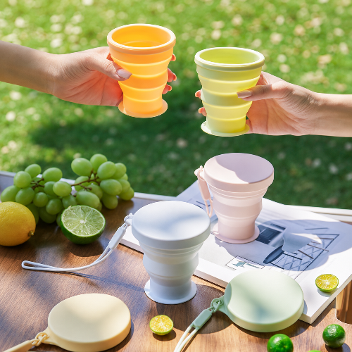 Portable Silicone Folding Travel Cup  Camping Mug & Toothbrush Rinse Cup