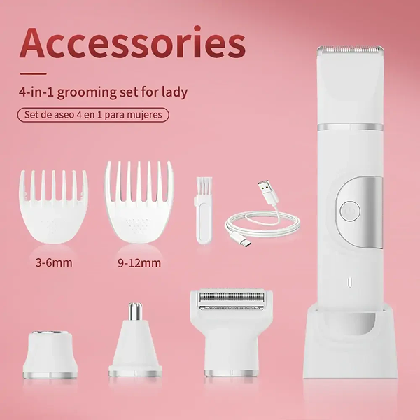 LILIPRO L1-1801 Body Grooming Kit for Men | 4-in-1 Rechargeable Trimmer with LED Display