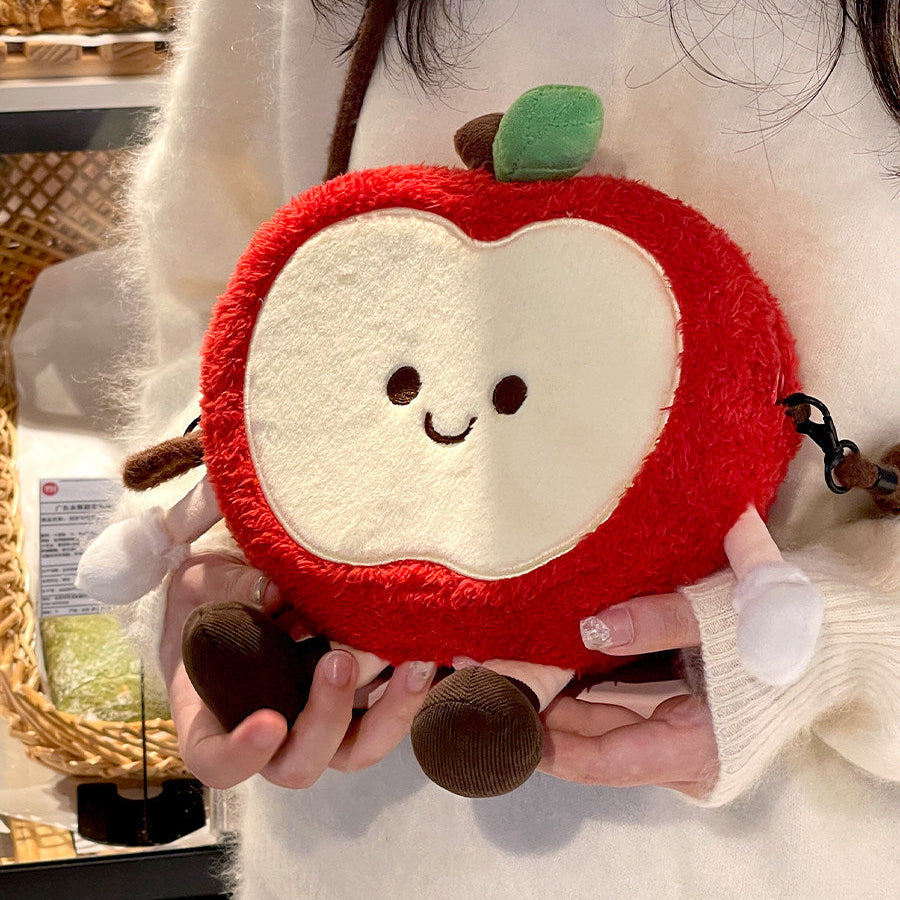 Cute Plush Apple Crossbody Bag