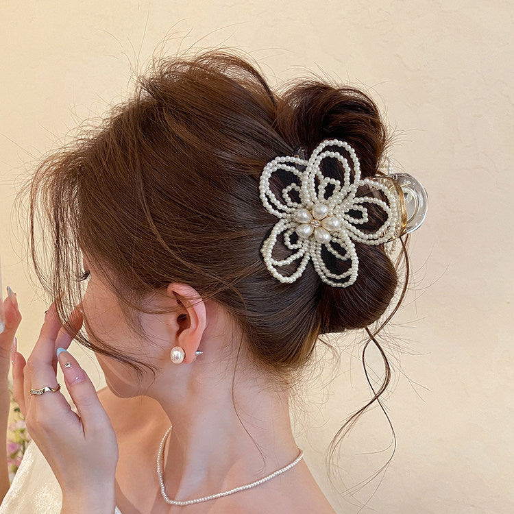 Pearl Flower Claw Hair Clip