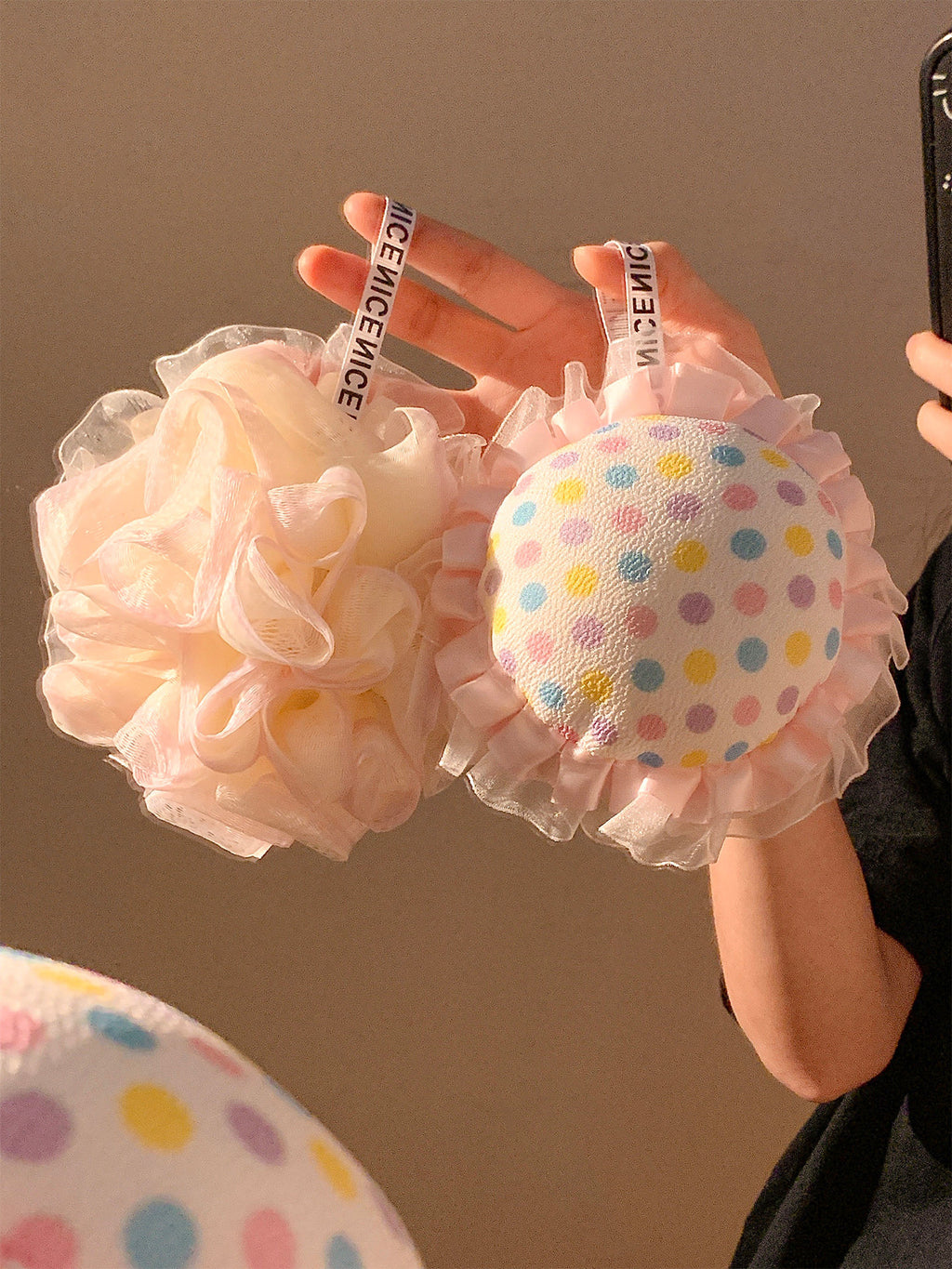 Cute Polka Dot Dual-Sided Bath Loofah