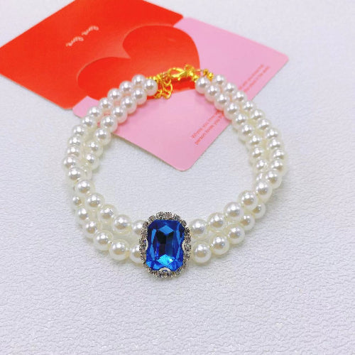 Vintage Pearl Cat Collar with Gem Pendant