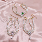 Vintage Pearl Cat Collar with Gem Pendant