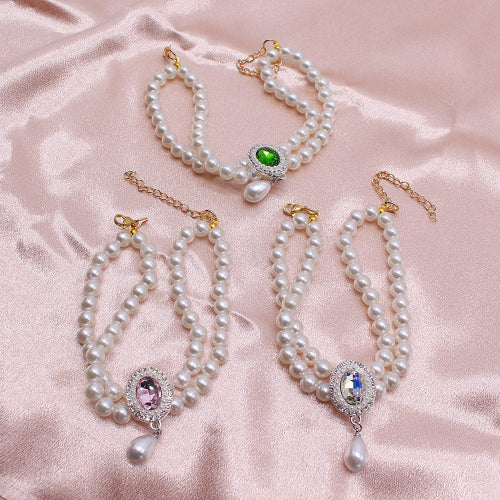 Vintage Pearl Cat Collar with Gem Pendant