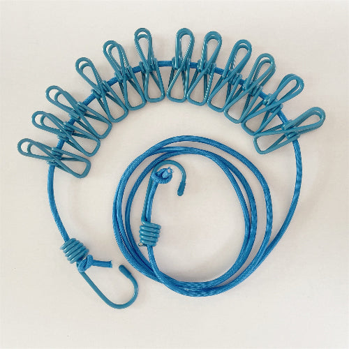 Portable Travel Clothesline for Hotel, Camping & Outdoor  No Drill Elastic Laundry Drying Rope