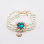 Double-Layer Pearl Pet Collar with Gem Pendant