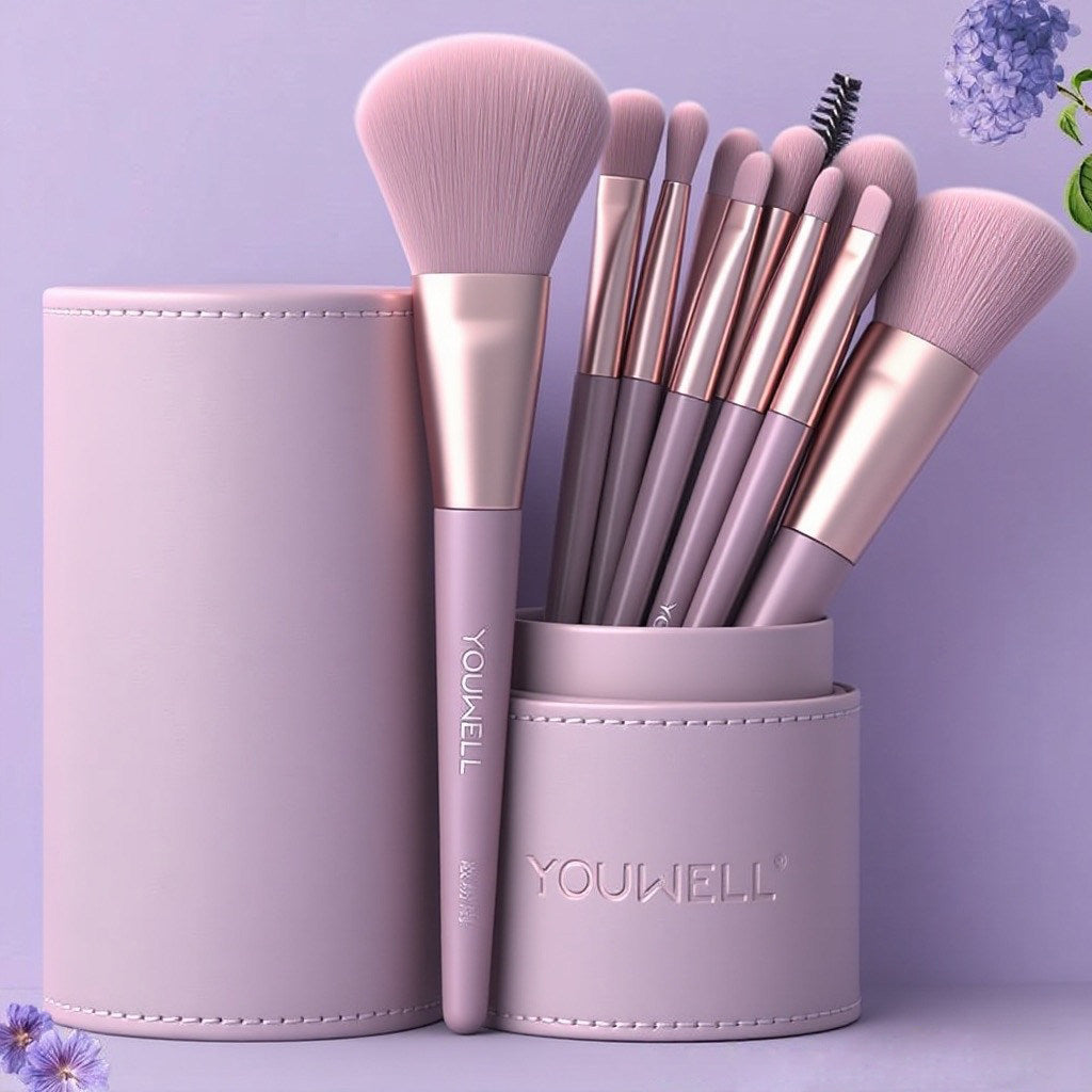 12-Piece Makeup Brush Set with Eyeshadow, Blush, Powder & Contour Brushes