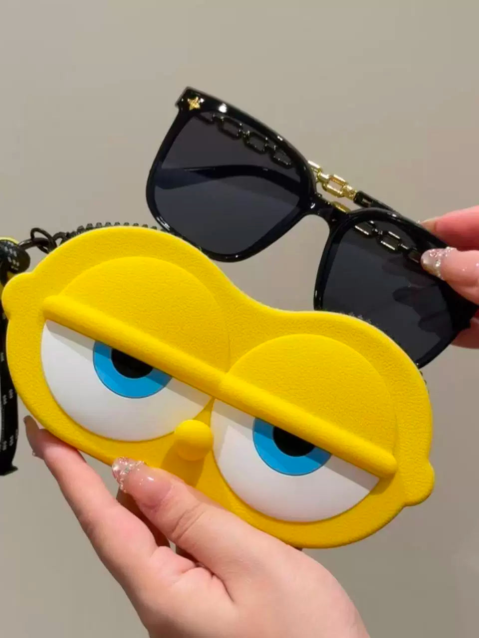 Cute Cartoon Eyewear Pouch with Charm