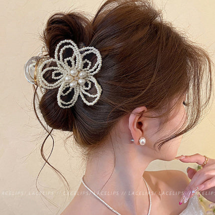 Pearl Flower Claw Hair Clip