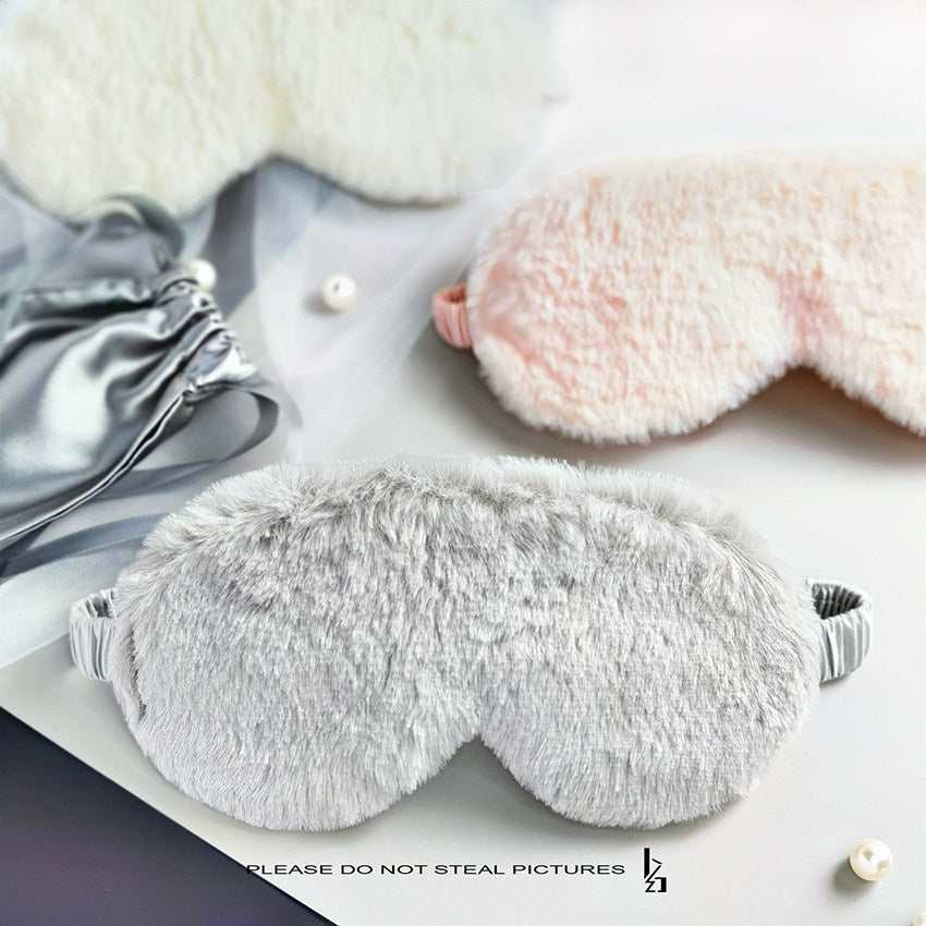 Kawaii Plush Sleep Mask | Soft Faux Fur & Silk Blackout Eye Mask