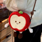 Cute Plush Apple Crossbody Bag