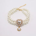 Double-Layer Pearl Pet Collar with Gem Pendant