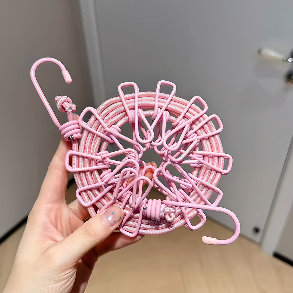Portable Travel Clothesline for Hotel, Camping & Outdoor  No Drill Elastic Laundry Drying Rope