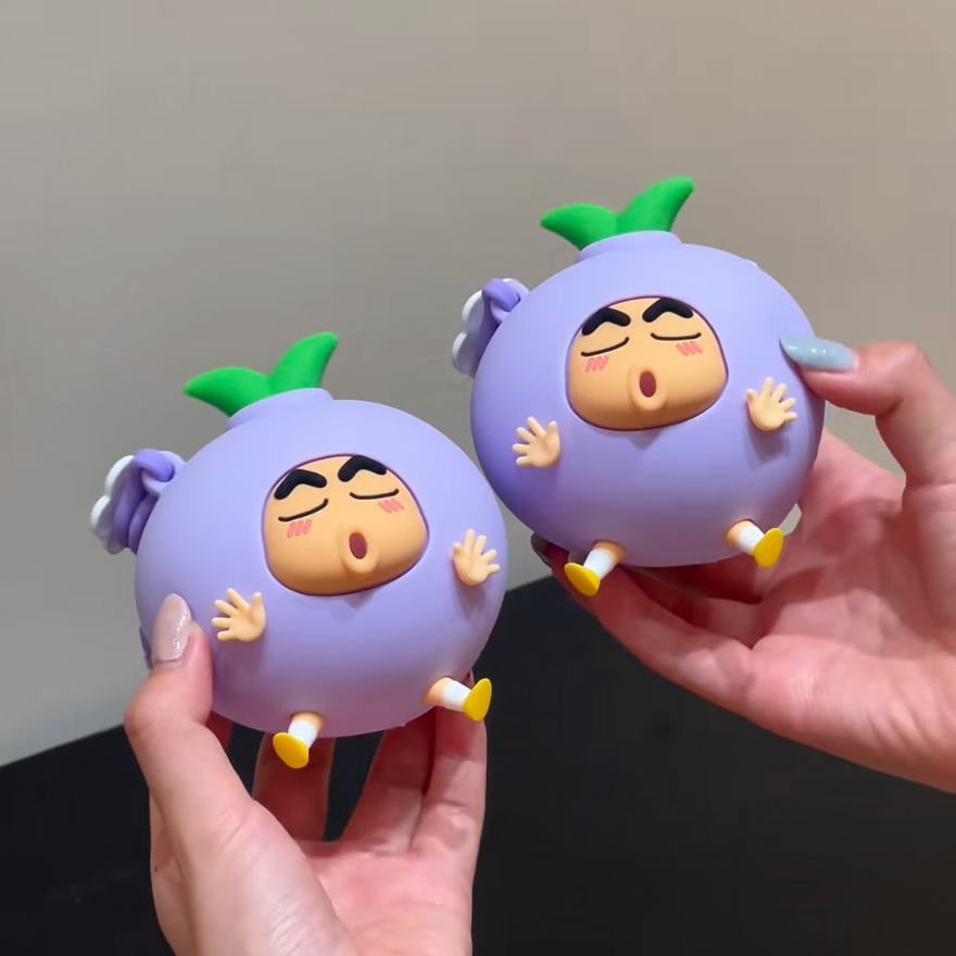 Funny Cartoon Eggplant Mini Coin Pouch Keychain