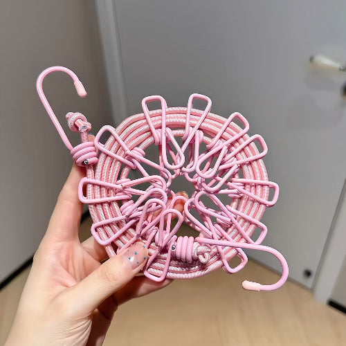Portable Travel Clothesline for Hotel, Camping & Outdoor  No Drill Elastic Laundry Drying Rope