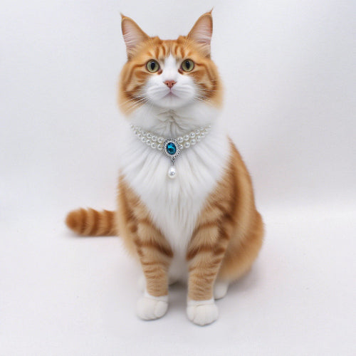 Vintage Pearl Cat Collar with Gem Pendant