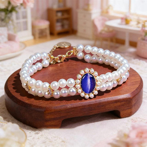 Vintage Pearl Cat Collar with Gem Pendant