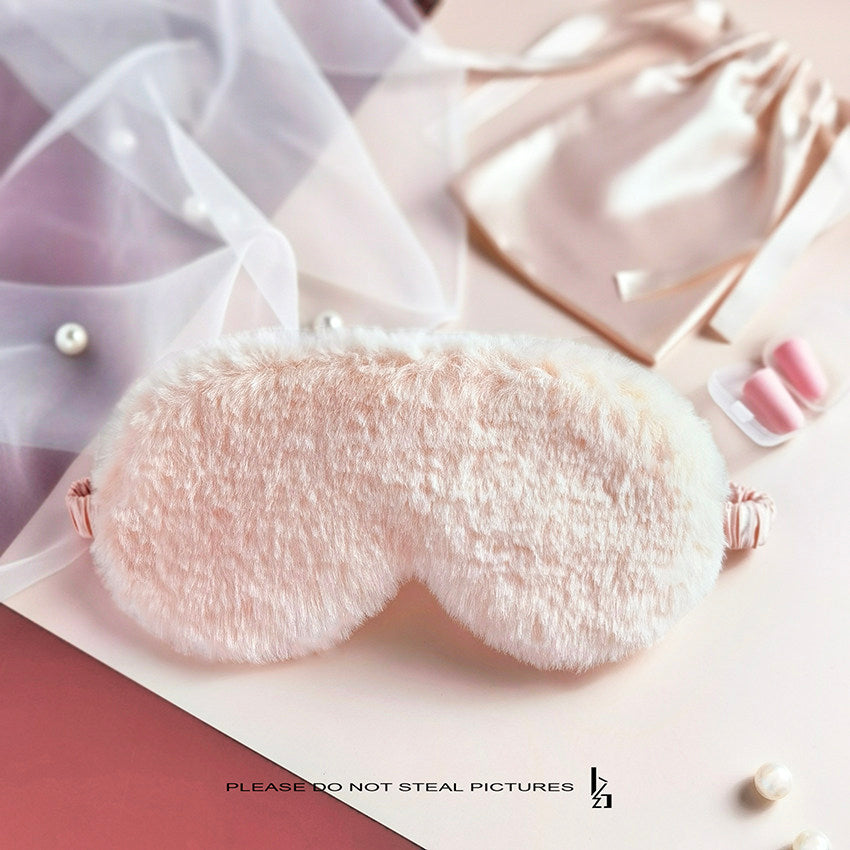 Kawaii Plush Sleep Mask | Soft Faux Fur & Silk Blackout Eye Mask