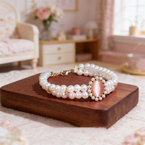Vintage Pearl Cat Collar with Gem Pendant
