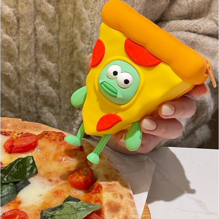 Funny Pizza Fish Mini Silicone Pouch Charm