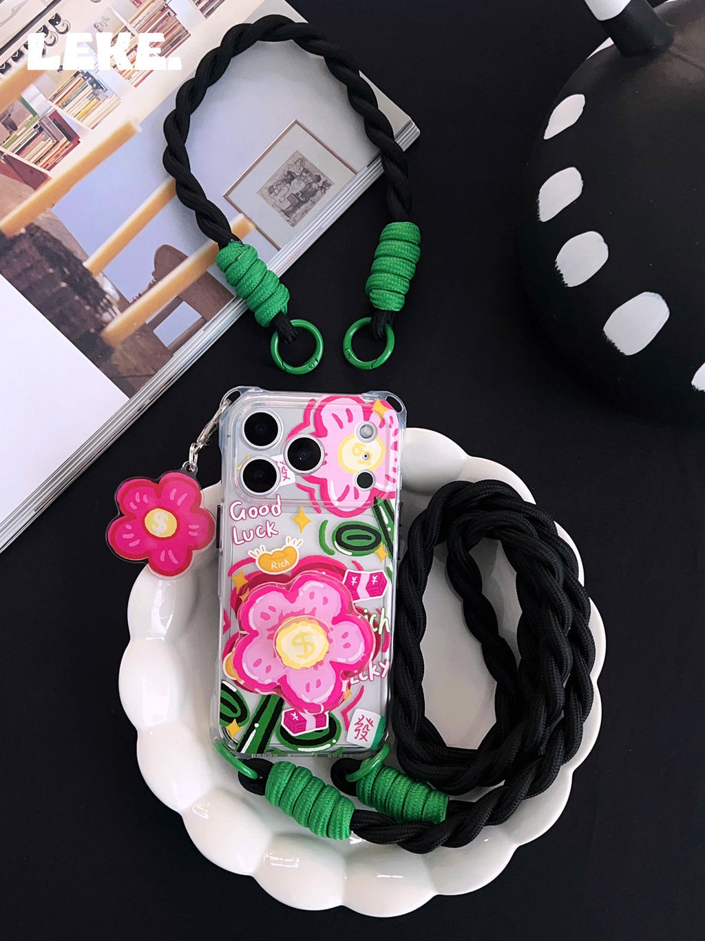 Shockproof Rotating Stand Phone Case with Crossbody & Wrist Straps