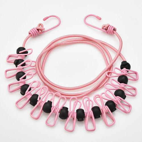 Portable Travel Clothesline for Hotel, Camping & Outdoor  No Drill Elastic Laundry Drying Rope