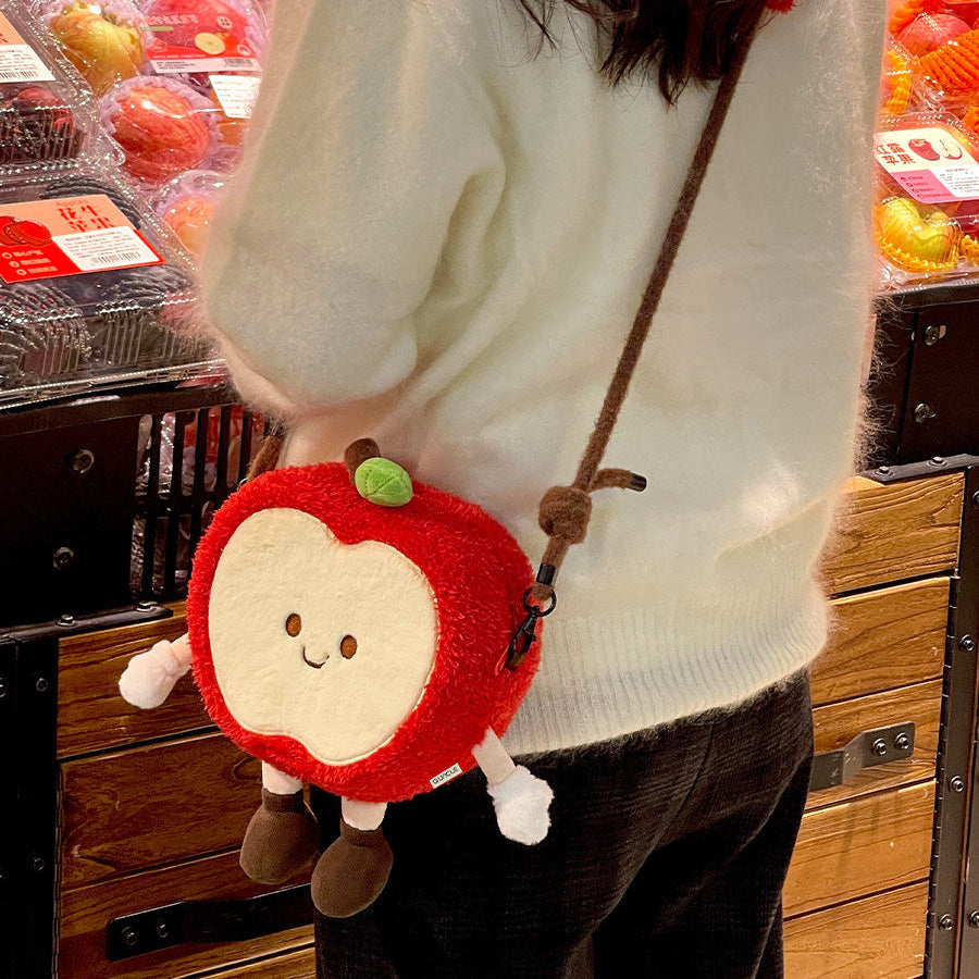 Cute Plush Apple Crossbody Bag