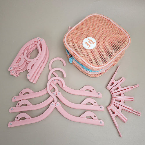 Portable Folding Clothes Hanger with Storage Bag