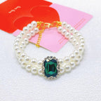 Vintage Pearl Cat Collar with Gem Pendant